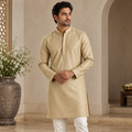 Kurta with Minimalistic Design Detail in Textured Spun Pure Silk