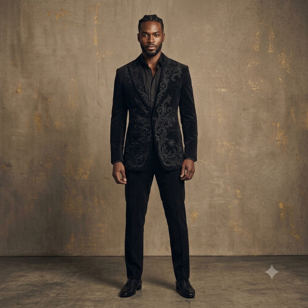 The Obsidian Baroque Embroidered Velvet Suit
