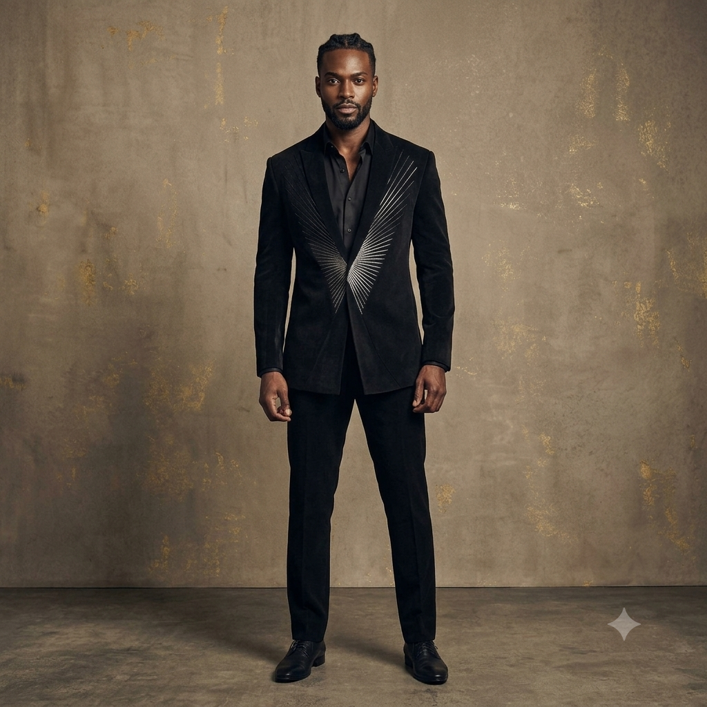 The Nova Metallic Peak Collar Designer Tuxedo