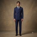 The Imperial Blue Textured Peak Lapel Double-Breasted Suit