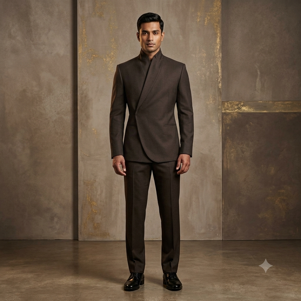 The Imperial Espresso Raised-Lapel Crossover Suit