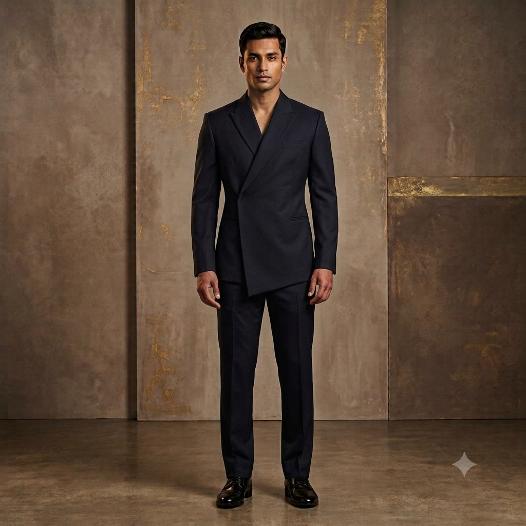 Charcoal Extended Angular Hem Crossover Suit