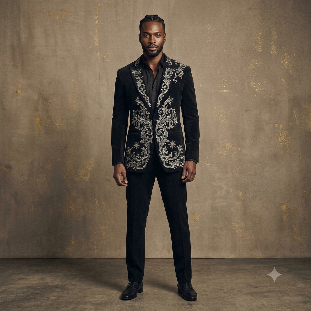 The Obsidian Baroque Embroidered Velvet Suit