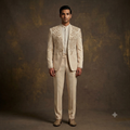 The Ivory Imperial Collar Beaded Open Jacket Set