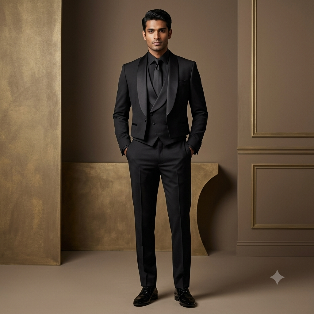 Designer Rebel Short Length Tuxedo with Same Style Waistcoat