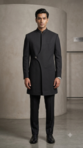 The Onyx Curved Waist-Fastened Architectural Indo-Western