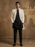 The Imperial Ivory & Onyx Layered Indo-Western Set