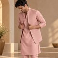 Jodhpuri Jacket Peach in Blended Silk