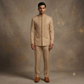 The Beige Embroidered Yoke Jodhpuri Suit