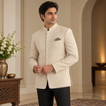 Jodhpuri Suit Warm Ivory with Black Trouser