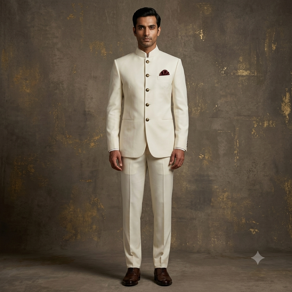 The Classic Ivory Wool-Blend Jodhpuri Suit