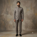 The Sand Tone Embroidered-Collar Tailored Jodhpuri Suit