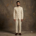 The Warm Ivory Embroidered Collar Jodhpuri Suit