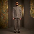 The Taupe Abstract Horse Embroidered Jodhpuri Suit