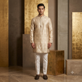 The Imperial Ivory Geometric Printed Silk Kurta Set