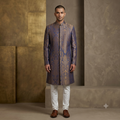 The Royal Blue Gold Paisley Brocade Sherwani