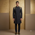 The Black Shoulder Embroidered Sherwani