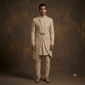 The Champagne Gold Asymmetrical Sherwani