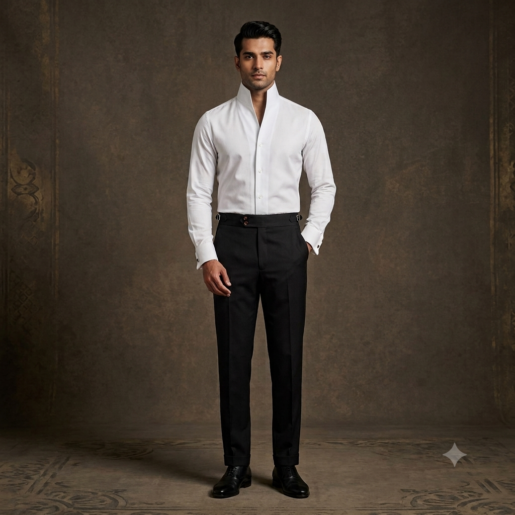 The Pristine White High Mandarin Cotton Rich Shirt
