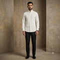 Title: The Ivory Mandarin Pintucked Tuxedo Shirt