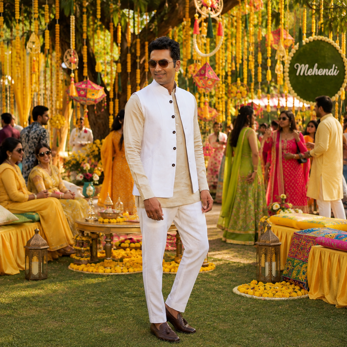 White Linen Jodhpuri Jacket