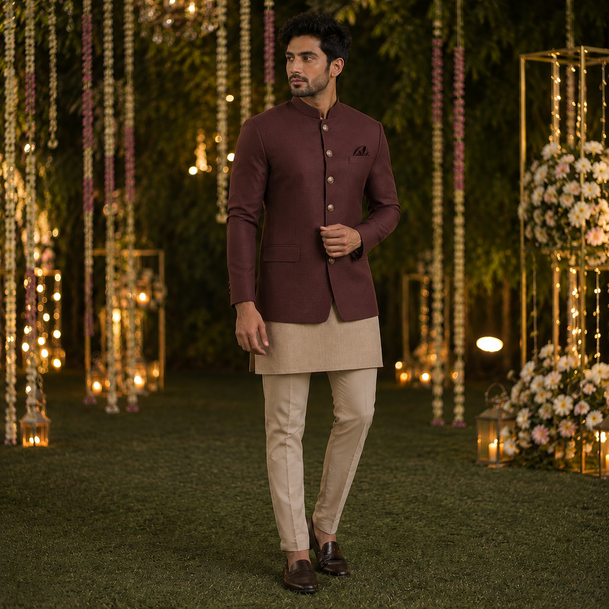 Jodhpuri Deep Wine in Cashmere Wool