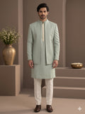 Formal Indo-western set in Mint Sage Colour