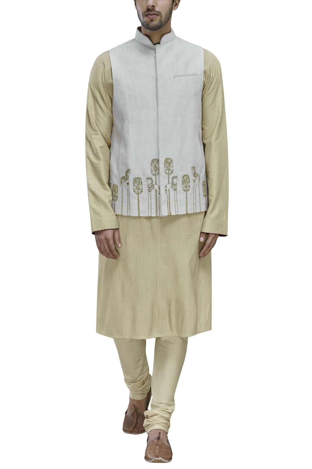Jodhpuri Jackets - HEM FOLK ART EMBROIDERY JACKET