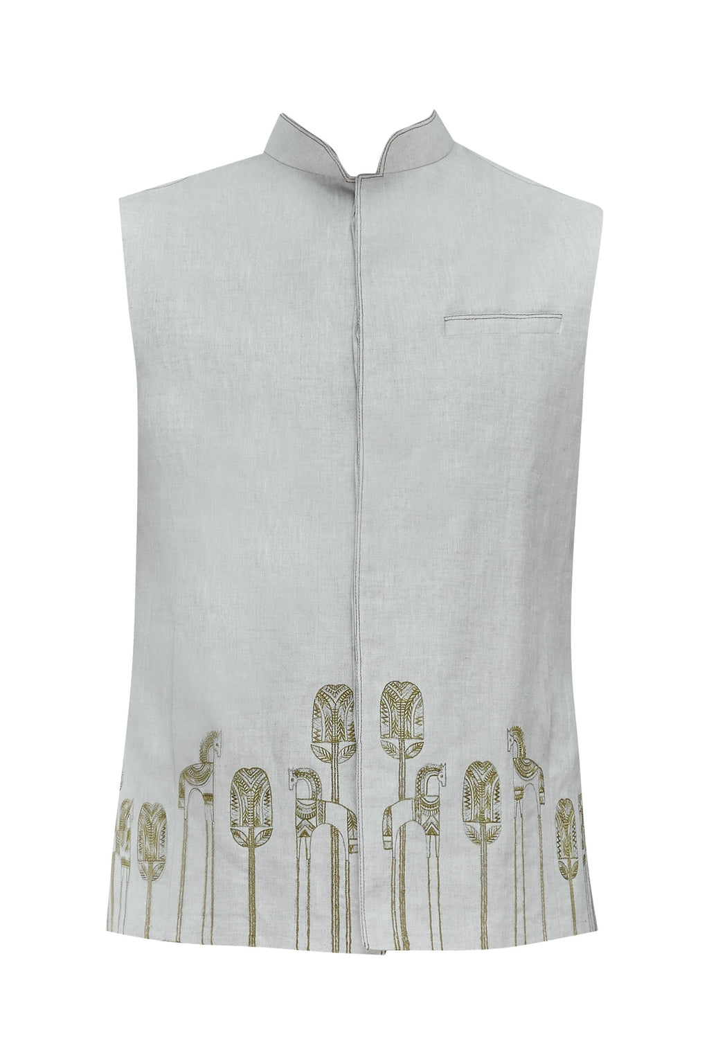 Jodhpuri Jackets - HEM FOLK ART EMBROIDERY JACKET