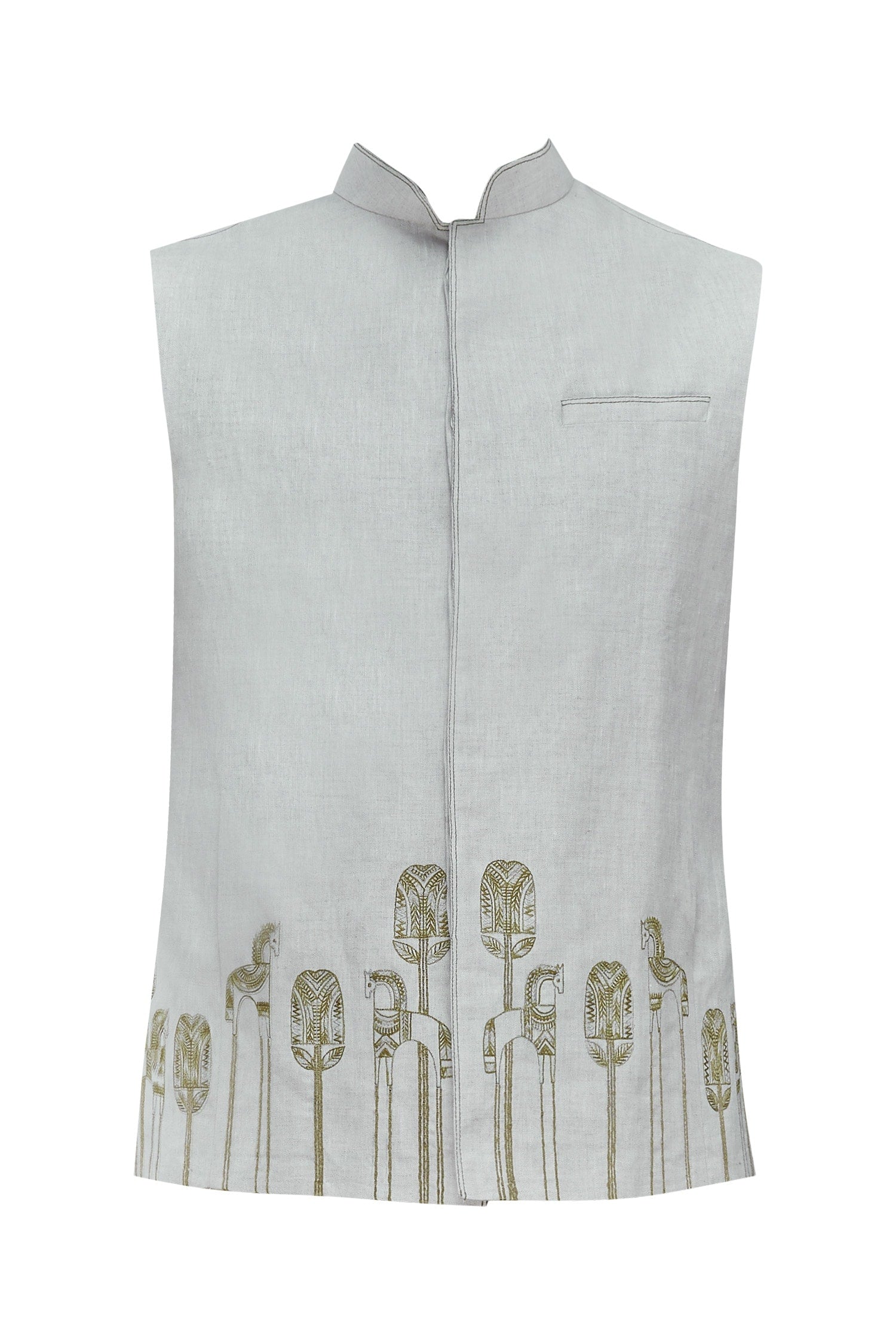 Jodhpuri Jackets - HEM FOLK ART EMBROIDERY JACKET