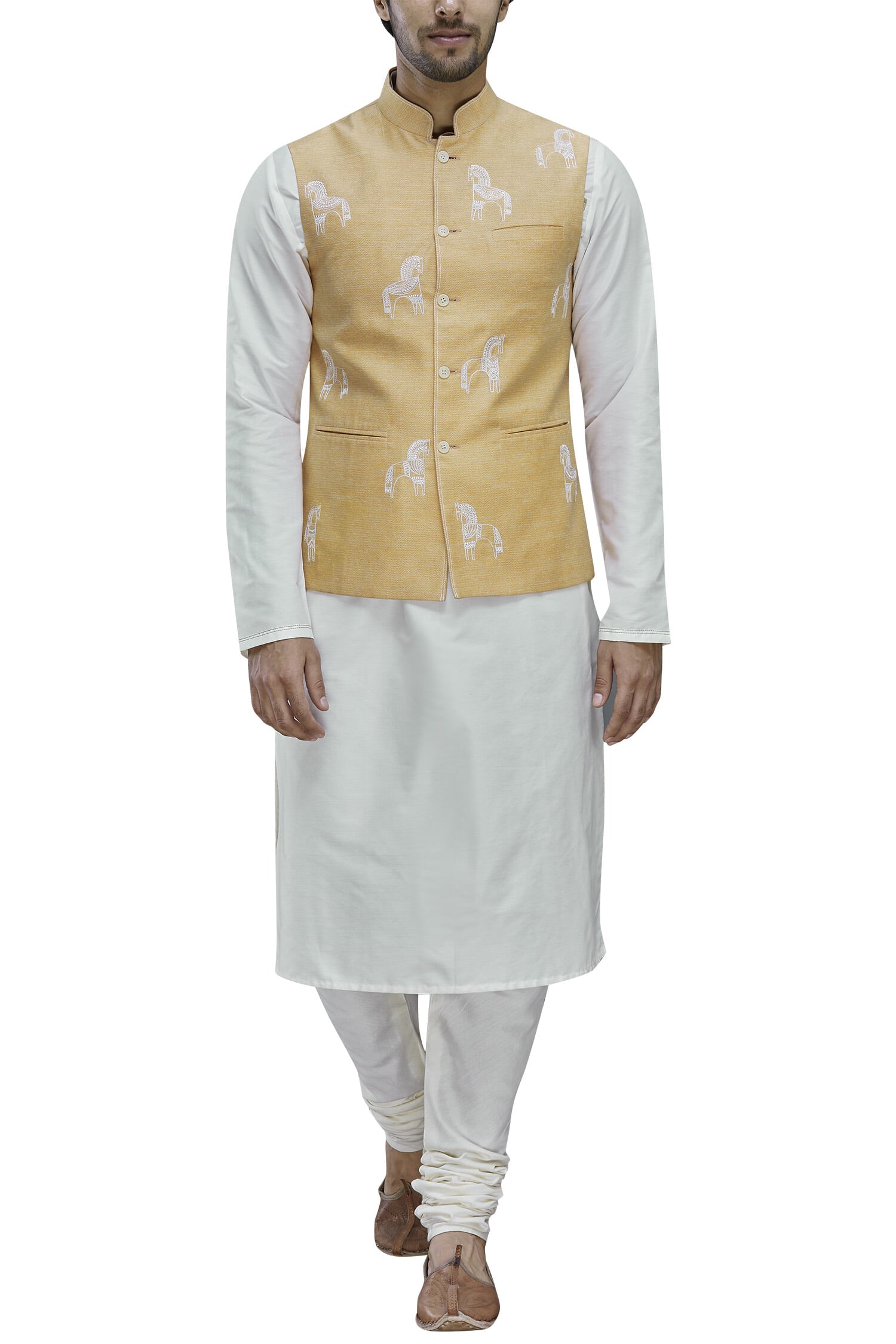 Jodhpuri Jackets - ALL OVER FOLK ART EMBROIDERY JACKET