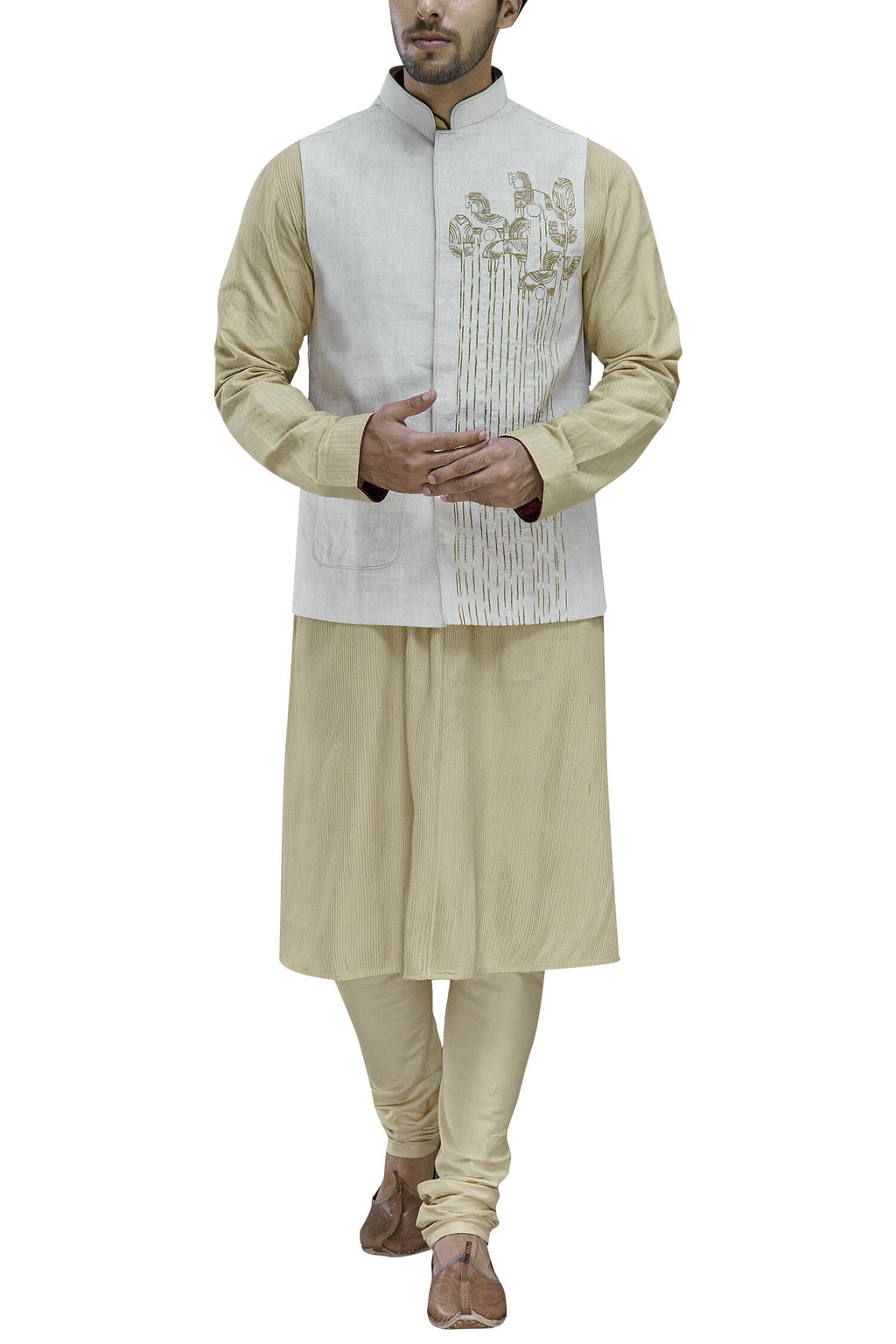 Jodhpuri Jackets - PANEL FOLK ART EMBROIDERY JACKET