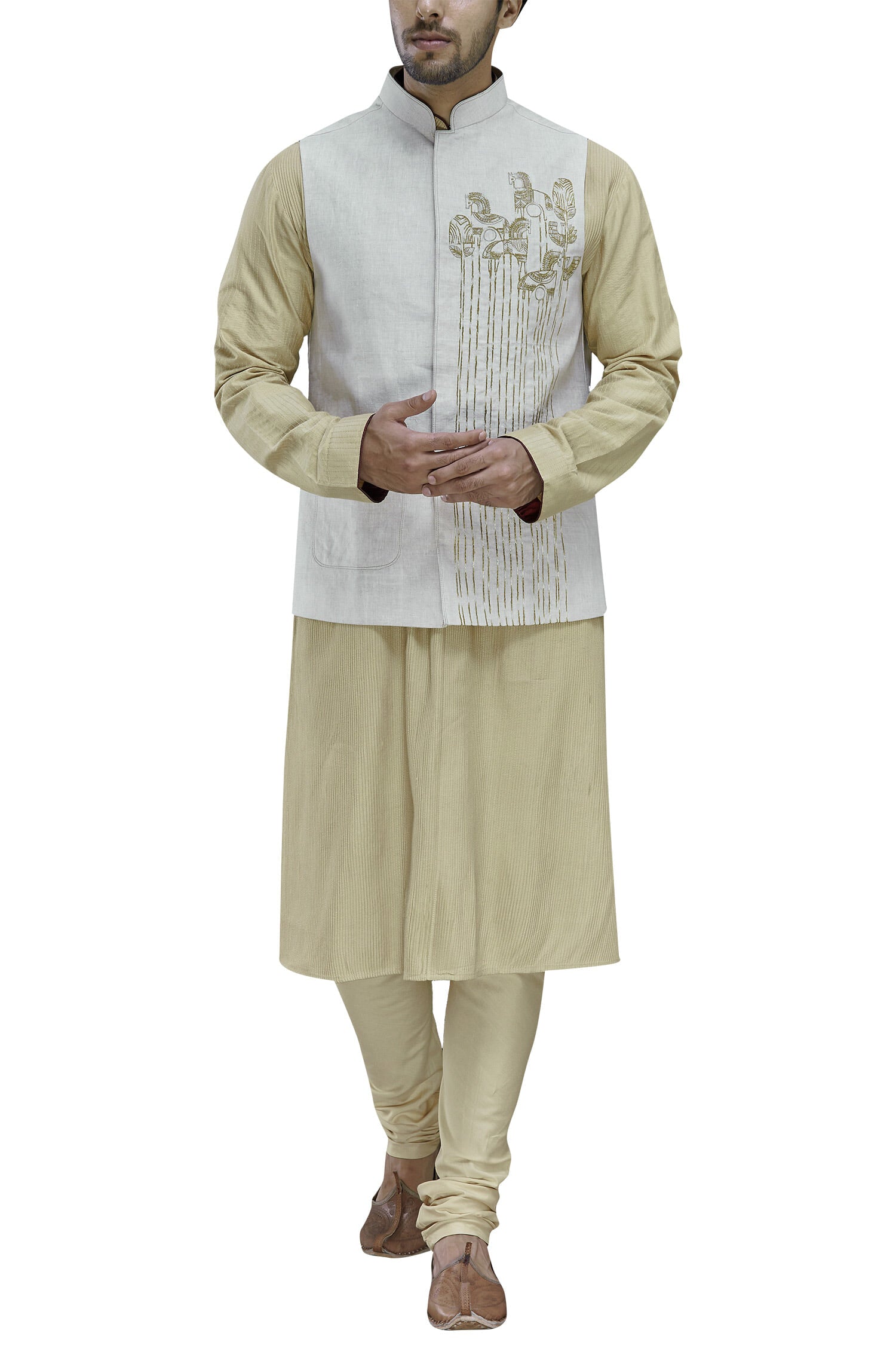 Jodhpuri Jackets - PANEL FOLK ART EMBROIDERY JACKET