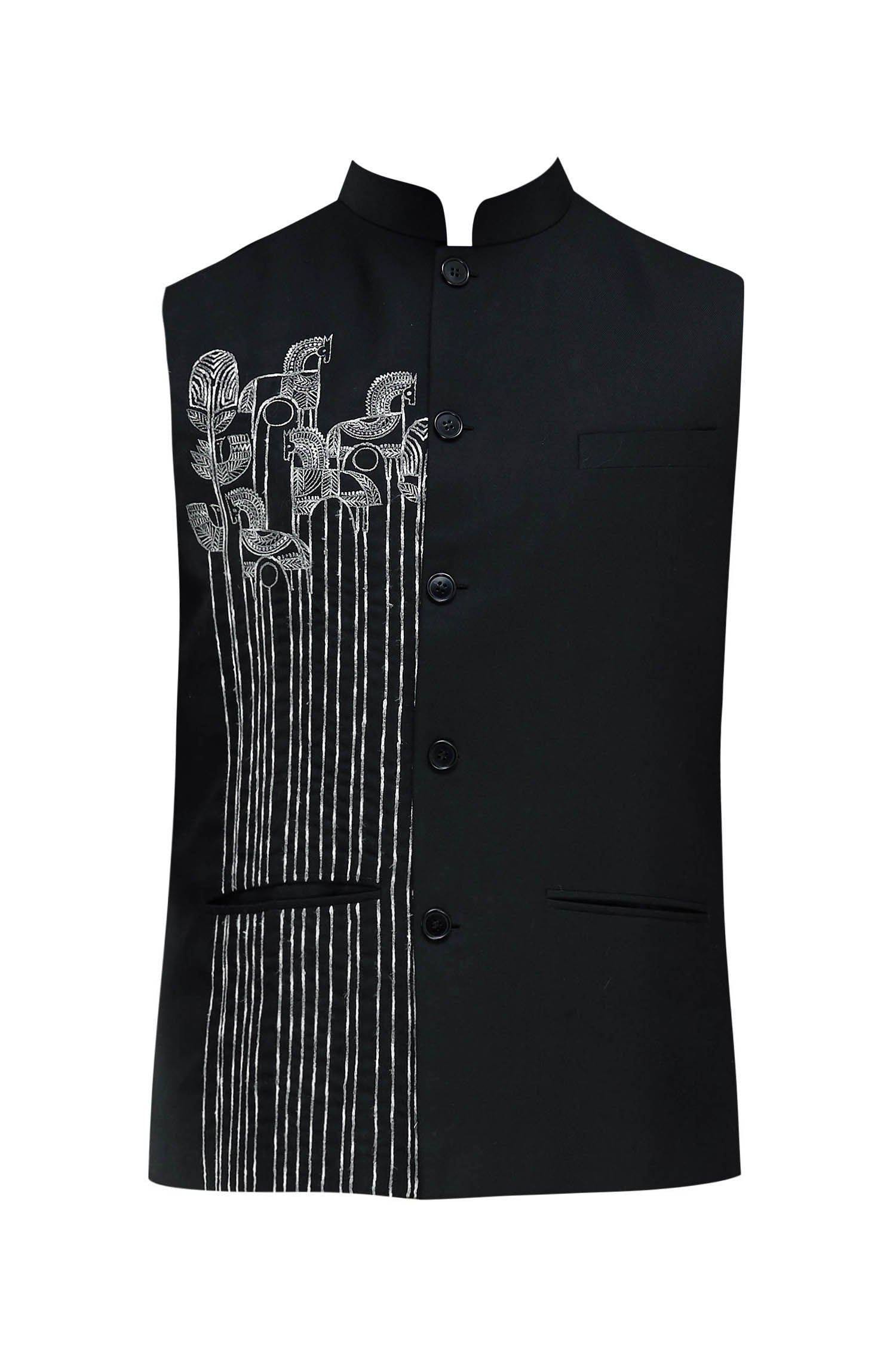 Jodhpuri Jackets - PANEL FOLK ART EMBROIDERY JACKET