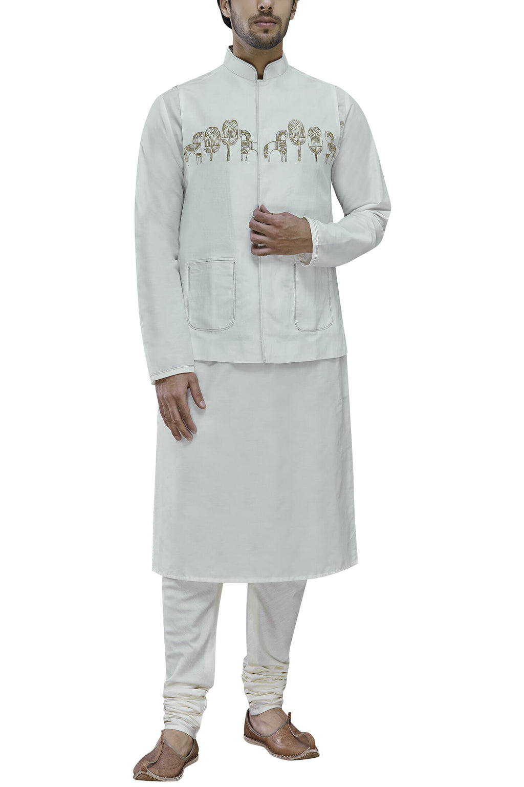 Jodhpuri Jackets - PANEL FOLK ART EMBROIDERY JACKET