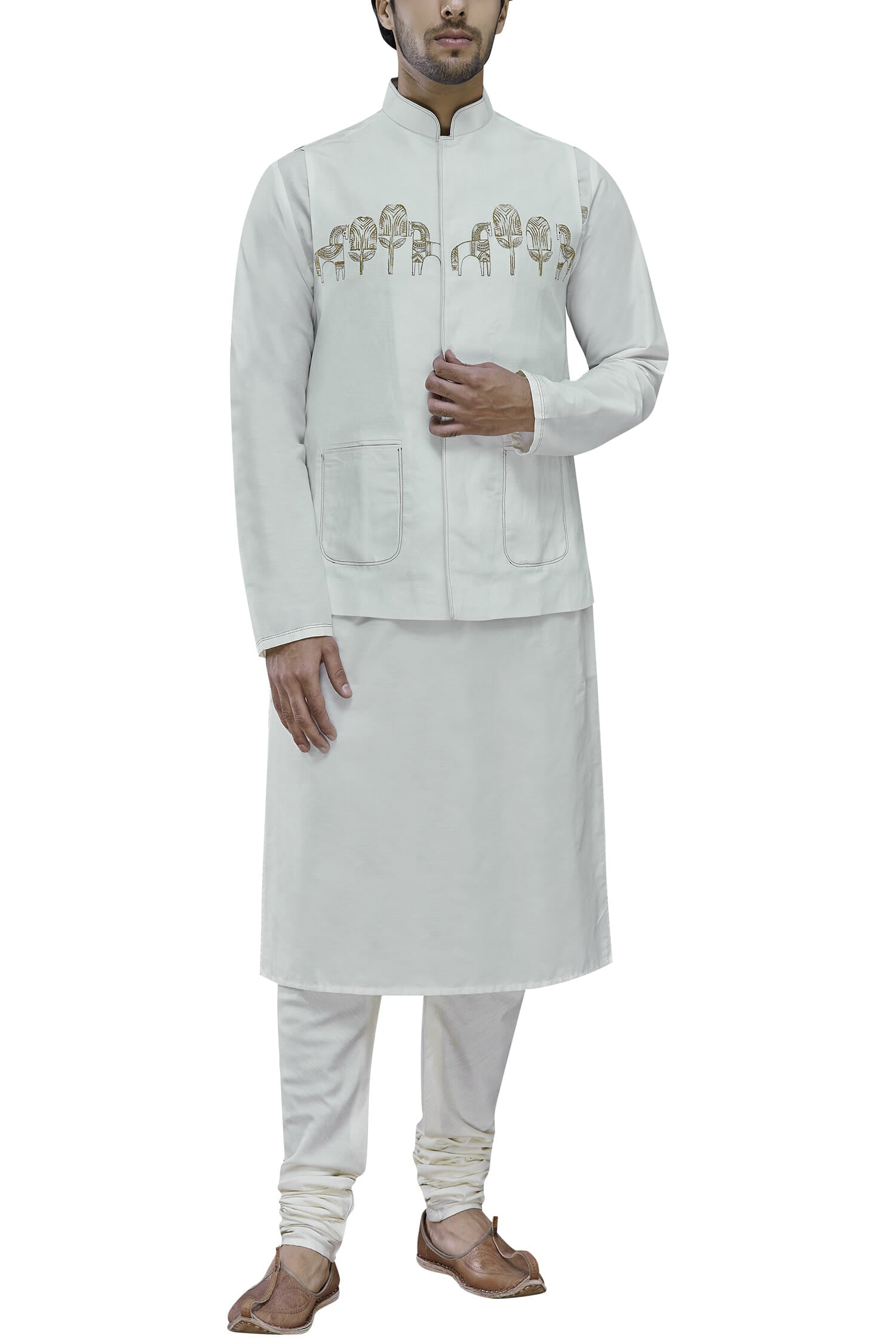 Jodhpuri Jackets - PANEL FOLK ART EMBROIDERY JACKET